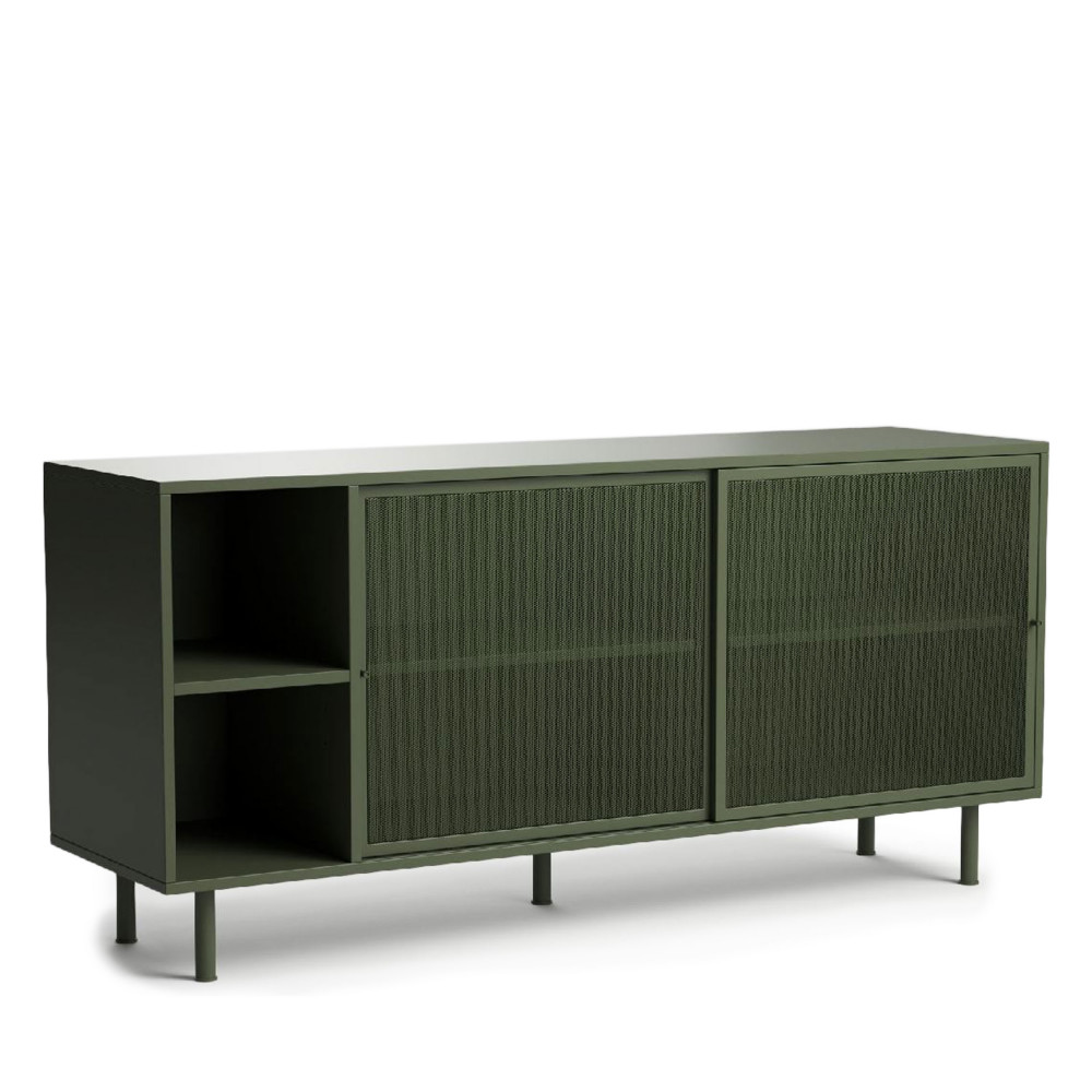 kiso - buffet 2 portes, 2 niches en métal l160cm - couleur - vert olive