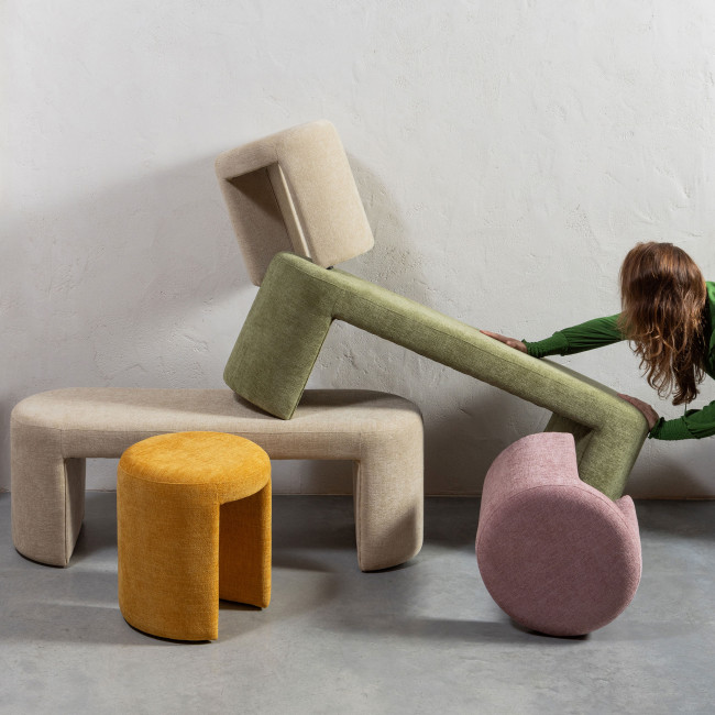 Charlie - Pouf rond en tissu ø45cm