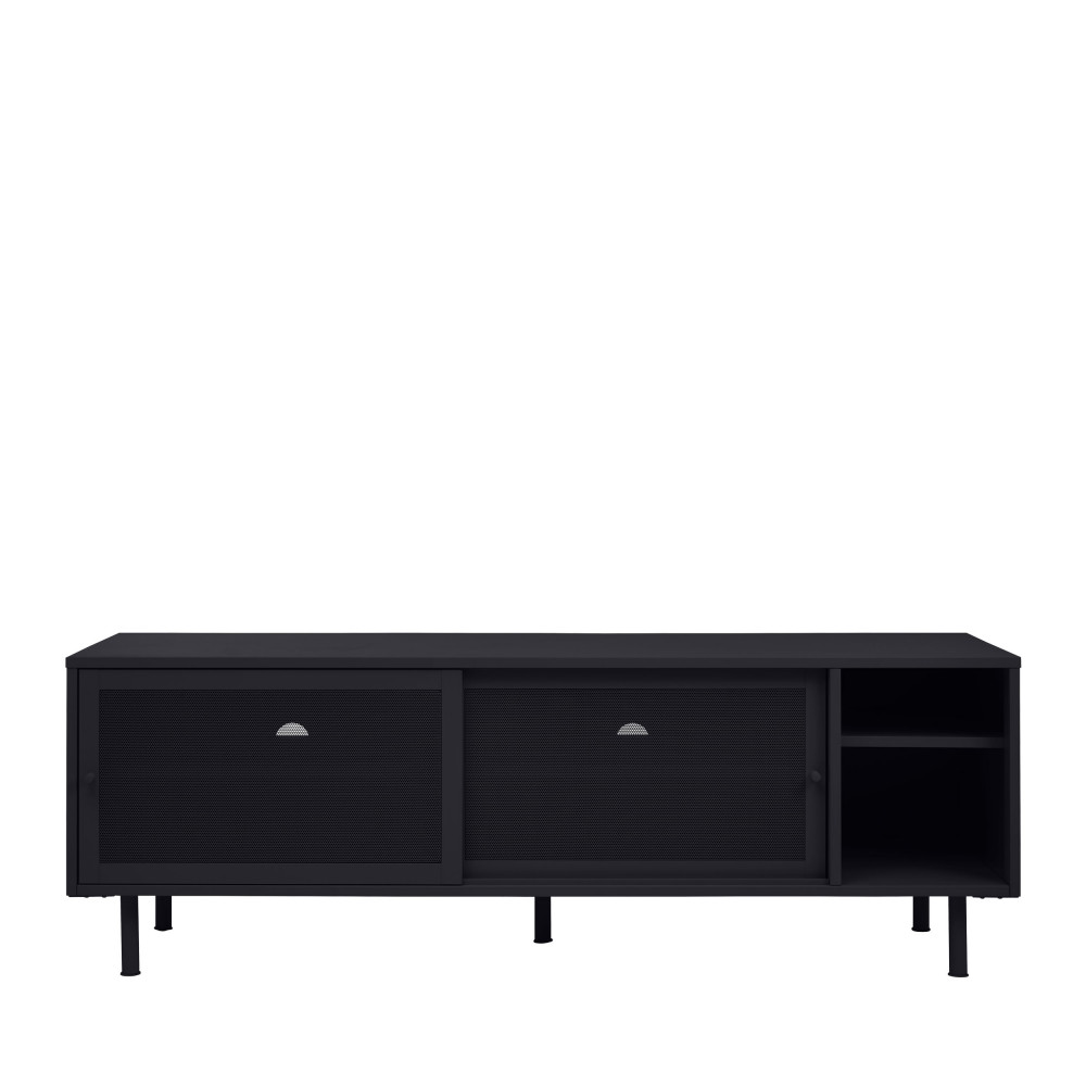 kiso - meuble tv 2 portes, 2 niches en métal l160cm - couleur - noir