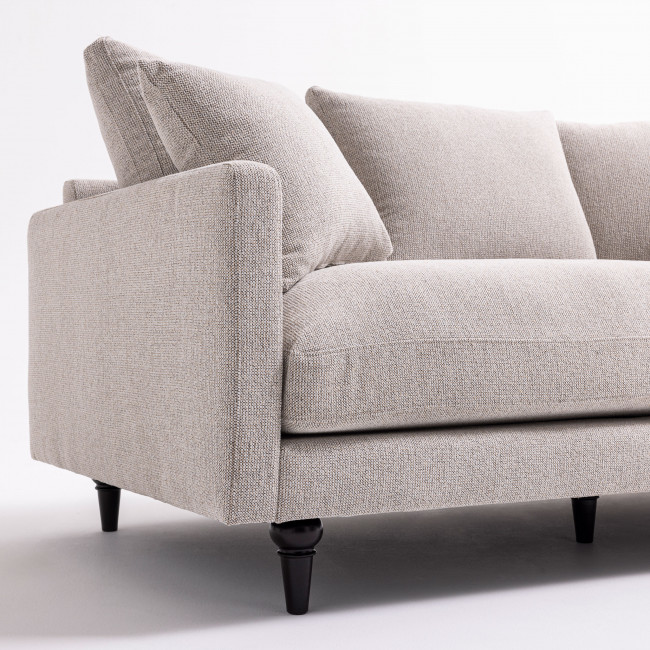 Villabon - Canapé 3 places en tissu pieds tournés