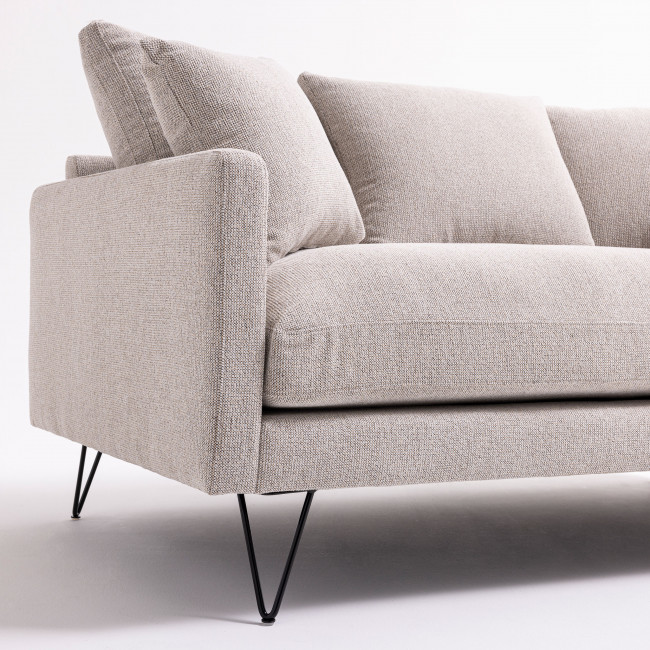 Villabon - Canapé 3 places en tissu pieds épingles noirs