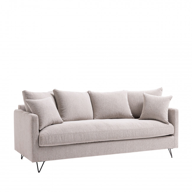 Villabon - Canapé convertible 3 places en tissu pieds épingles noirs