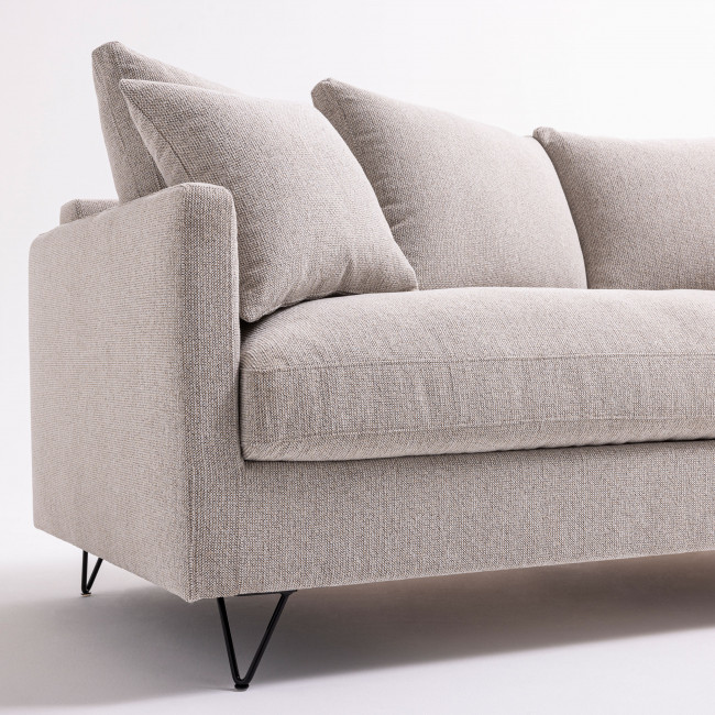 Villabon - Canapé convertible 3 places en tissu pieds épingles noirs