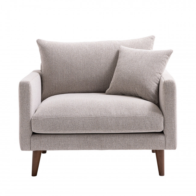 Villabon - Fauteuil XL en tissu pieds bois foncé