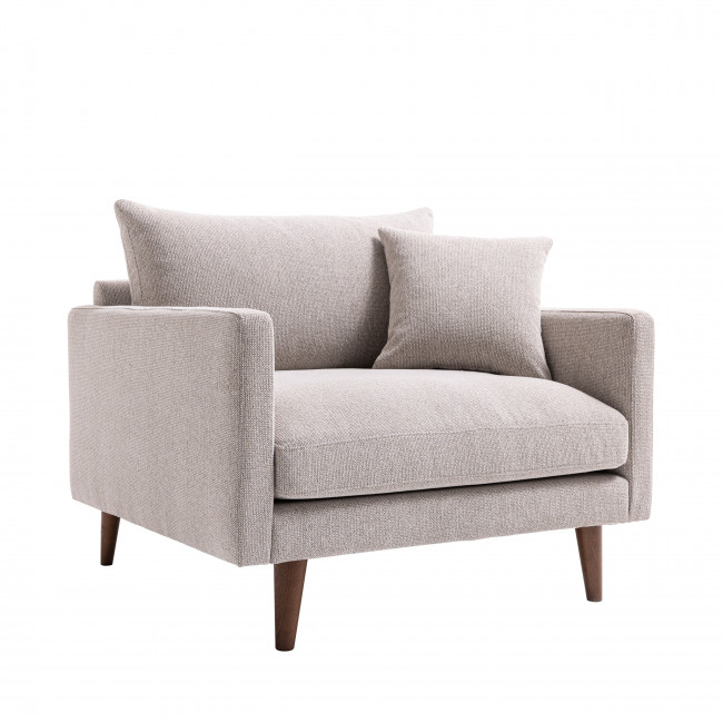 Villabon - Fauteuil XL en tissu pieds bois foncé