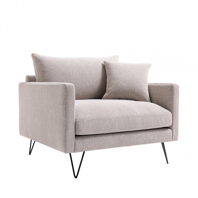 Villabon - Fauteuil XL en tissu pieds épingles noirs