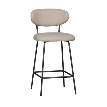 Kjeld - Lot de 2 tabourets de bar en tissu et métal H66cm