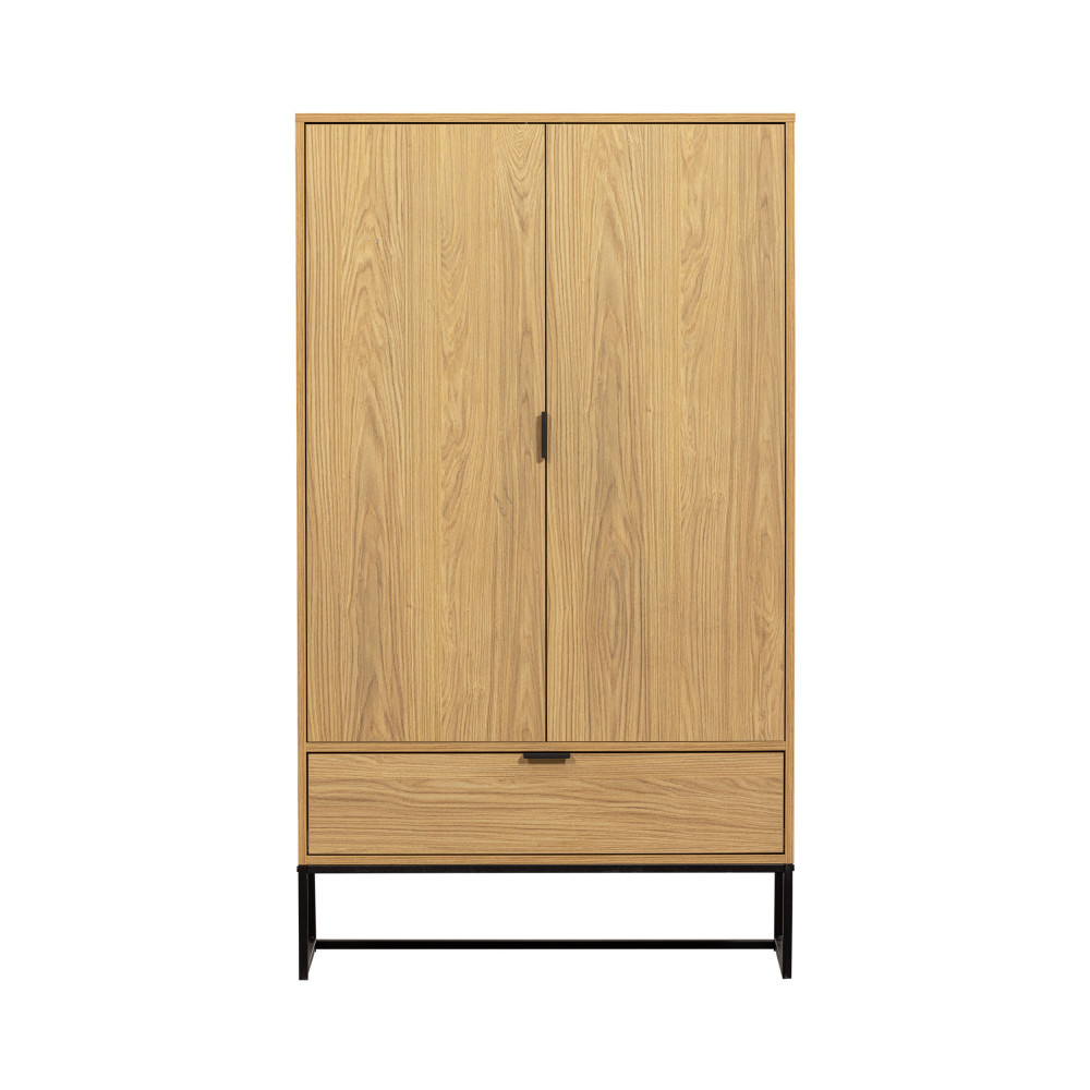silas - buffet haut 2 portes 1 tiroir en bois h149cm - couleur - bois clair