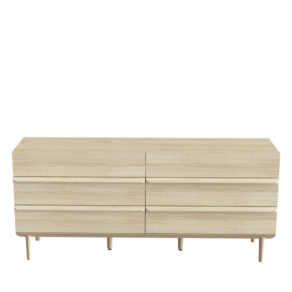 bergen - commode 6 tiroirs en bois l160cm - couleur - bois clair