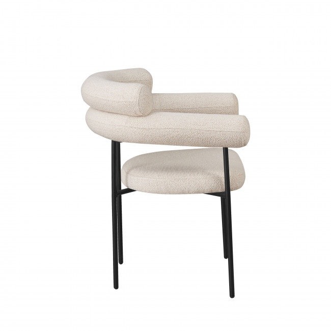 Nori - Lot de 2 fauteuils de table en tissu bouclette et métal