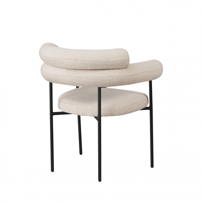 Nori - Lot de 2 fauteuils de table en tissu bouclette et métal