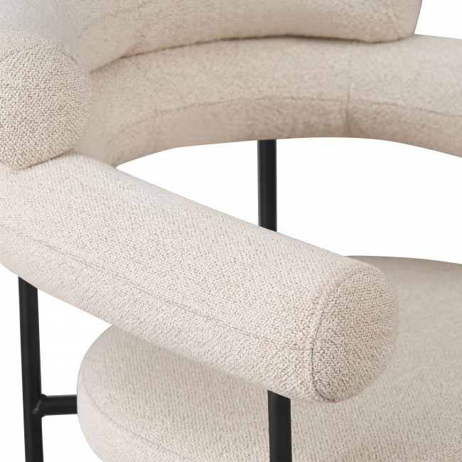 Nori - Lot de 2 fauteuils de table en tissu bouclette et métal