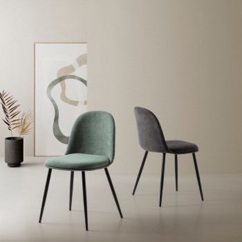 Elbe - Lot de 4 chaises en tissu et métal