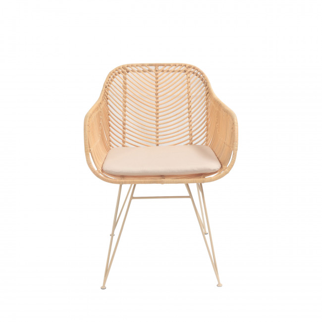 Nunuhai - Fauteuil de table en rotin pieds beiges