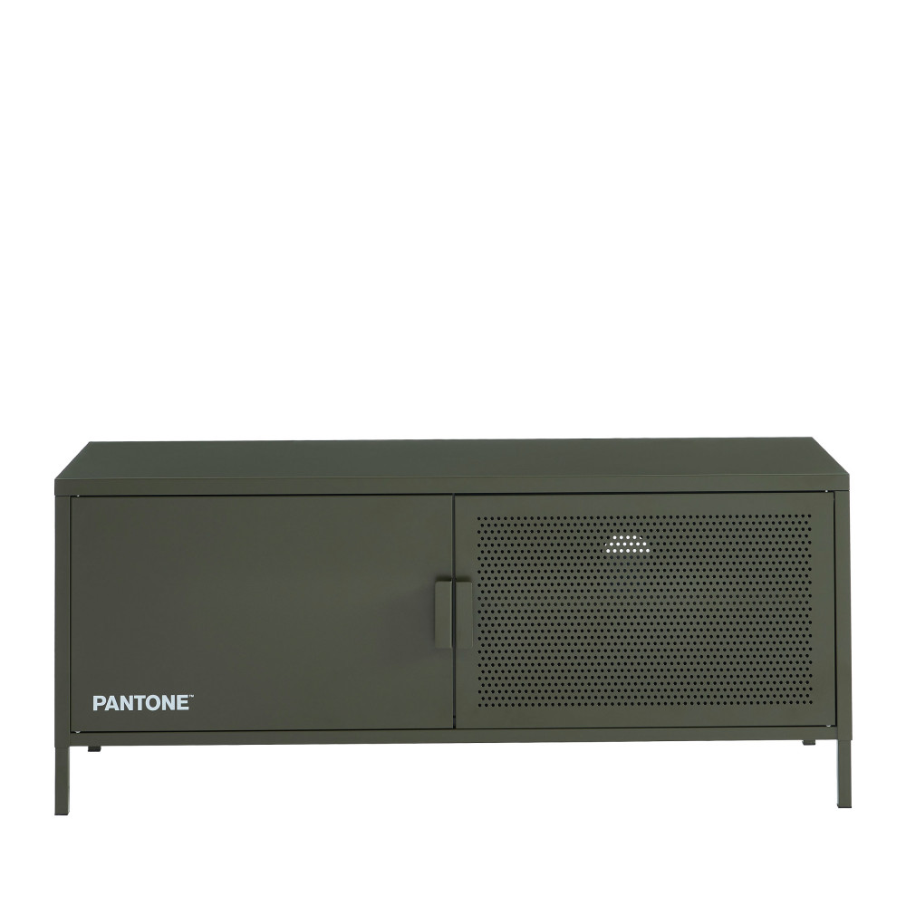 nino - meuble tv 2 portes en métal pantone l120cm - couleur - vert kaki