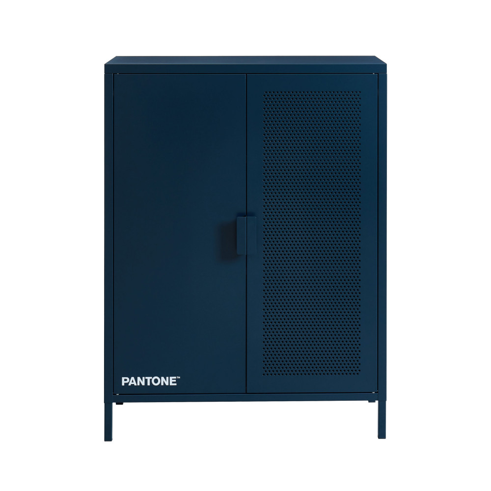 nino - buffet haut 2 portes en métal pantone h100cm - couleur - bleu nuit