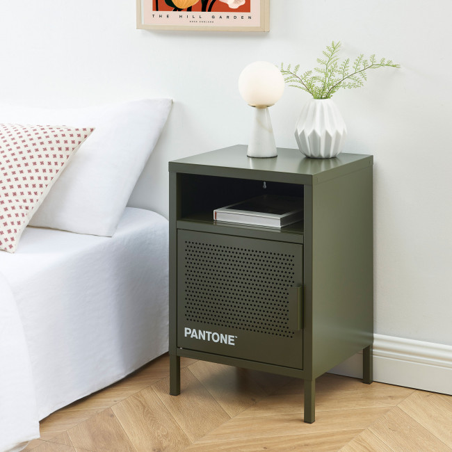 Nino - Table de chevet 1 porte en métal PANTONE