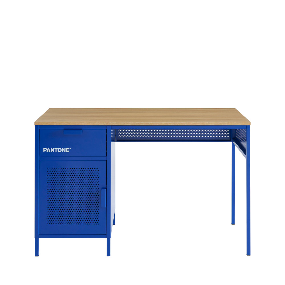 nino - bureau 1 porte 1 tiroir en métal pantone l120cm - couleur - bleu klein