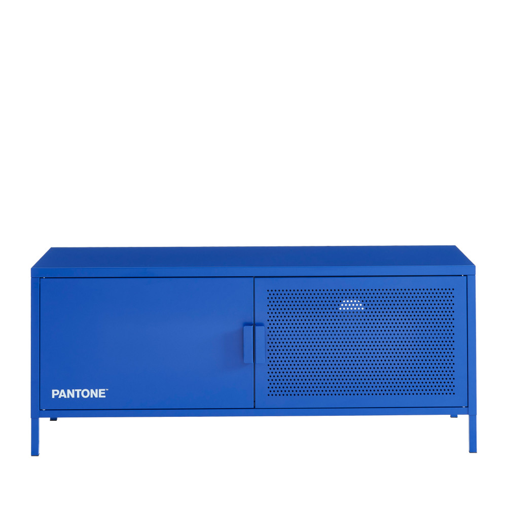 nino - meuble tv 2 portes en métal pantone l120cm - couleur - bleu klein