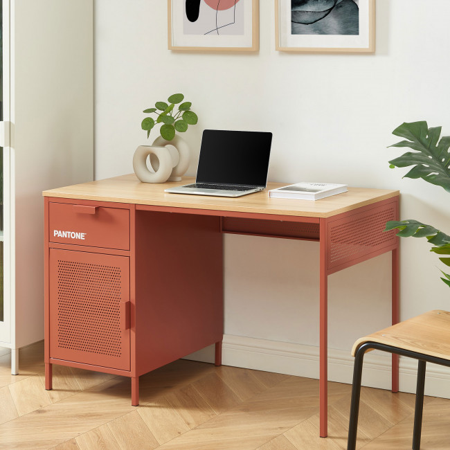 Nino - Bureau 1 porte 1 tiroir en métal PANTONE L120cm