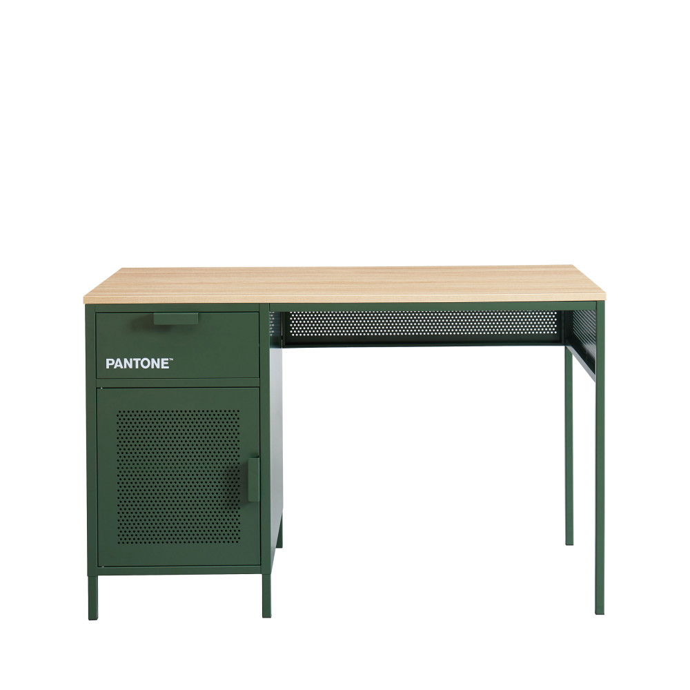 nino - bureau 1 porte 1 tiroir en métal pantone l120cm - couleur - vert