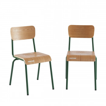 Nino - Lot de 2 chaises en bois et métal PANTONE