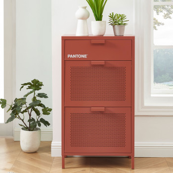 Nino - Meuble à chaussures 2 portes 1 tiroir en métal PANTONE L55cm