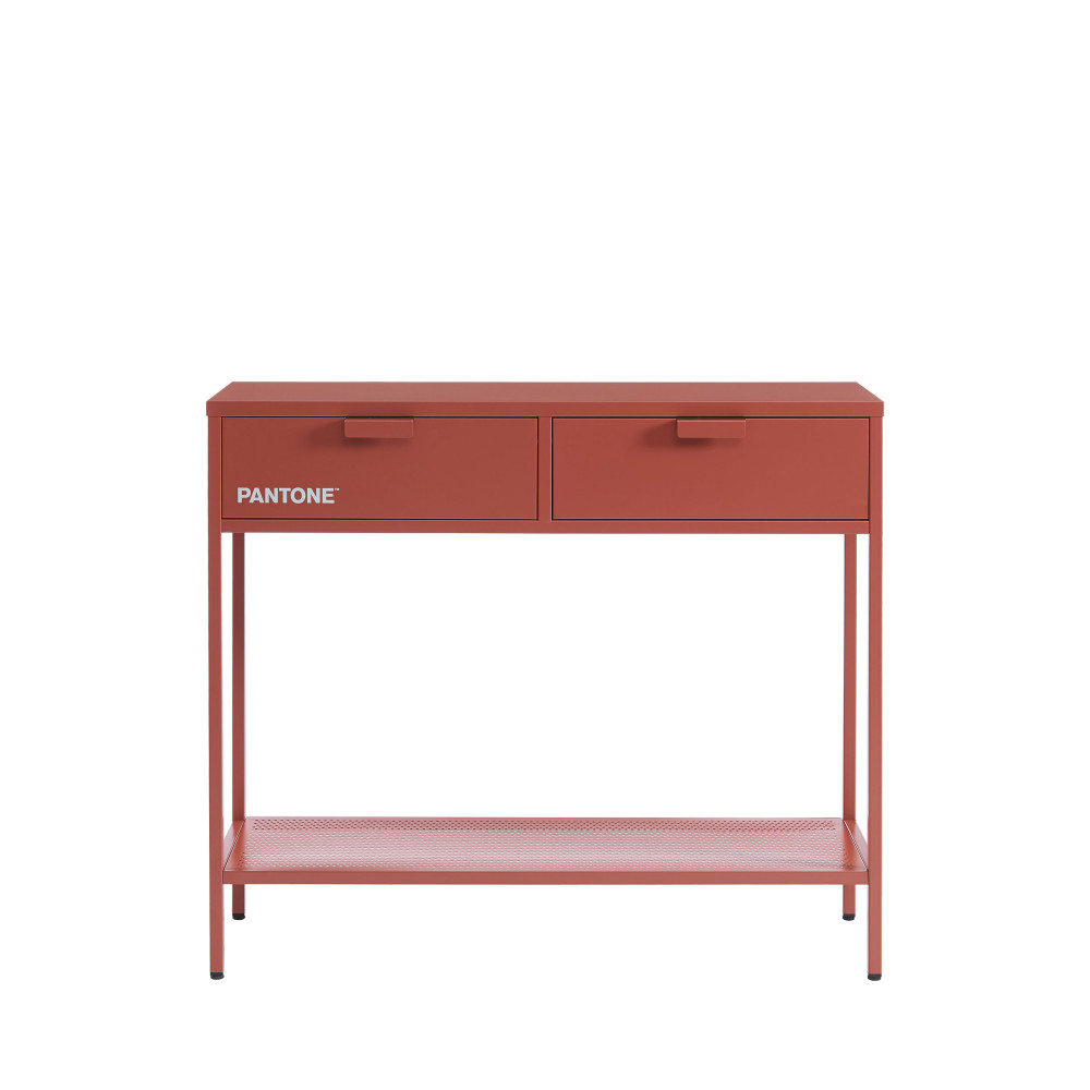 nino - console 2 tiroirs en métal pantone l100cm - couleur - terracotta