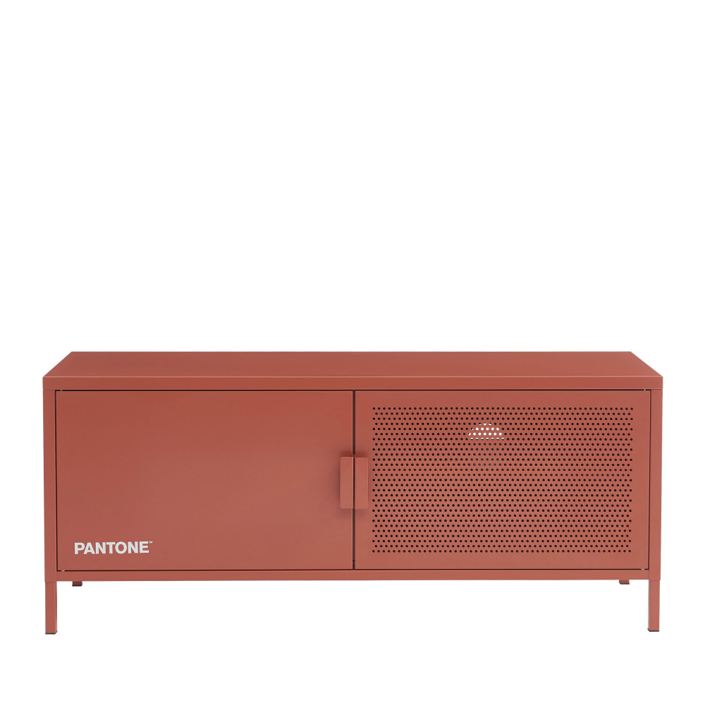 nino - meuble tv 2 portes en métal pantone l120cm - couleur - terracotta