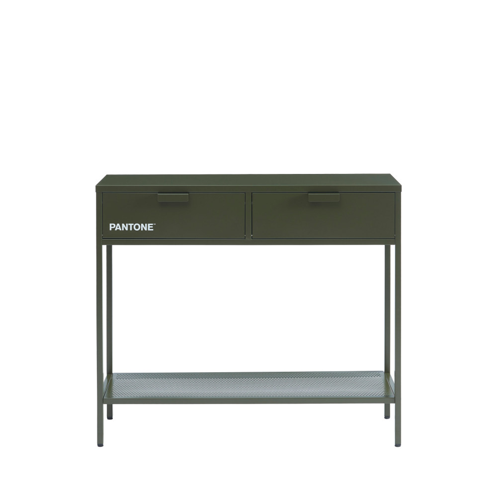 nino - console 2 tiroirs en métal pantone l100cm - couleur - vert kaki