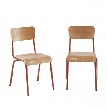 Nino - Lot de 2 chaises en bois et métal PANTONE