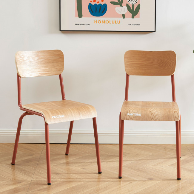 Nino - Lot de 2 chaises en bois et métal PANTONE