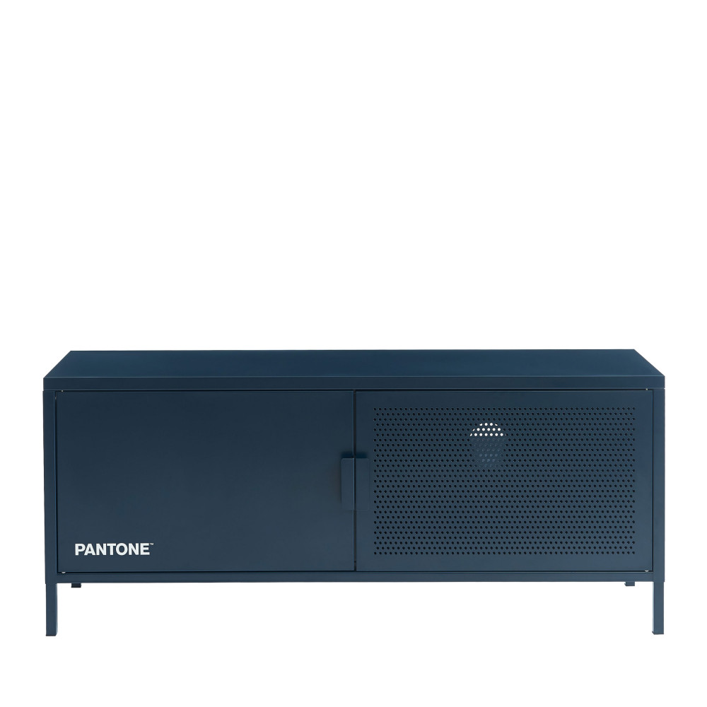 nino - meuble tv 2 portes en métal pantone l120cm - couleur - bleu nuit