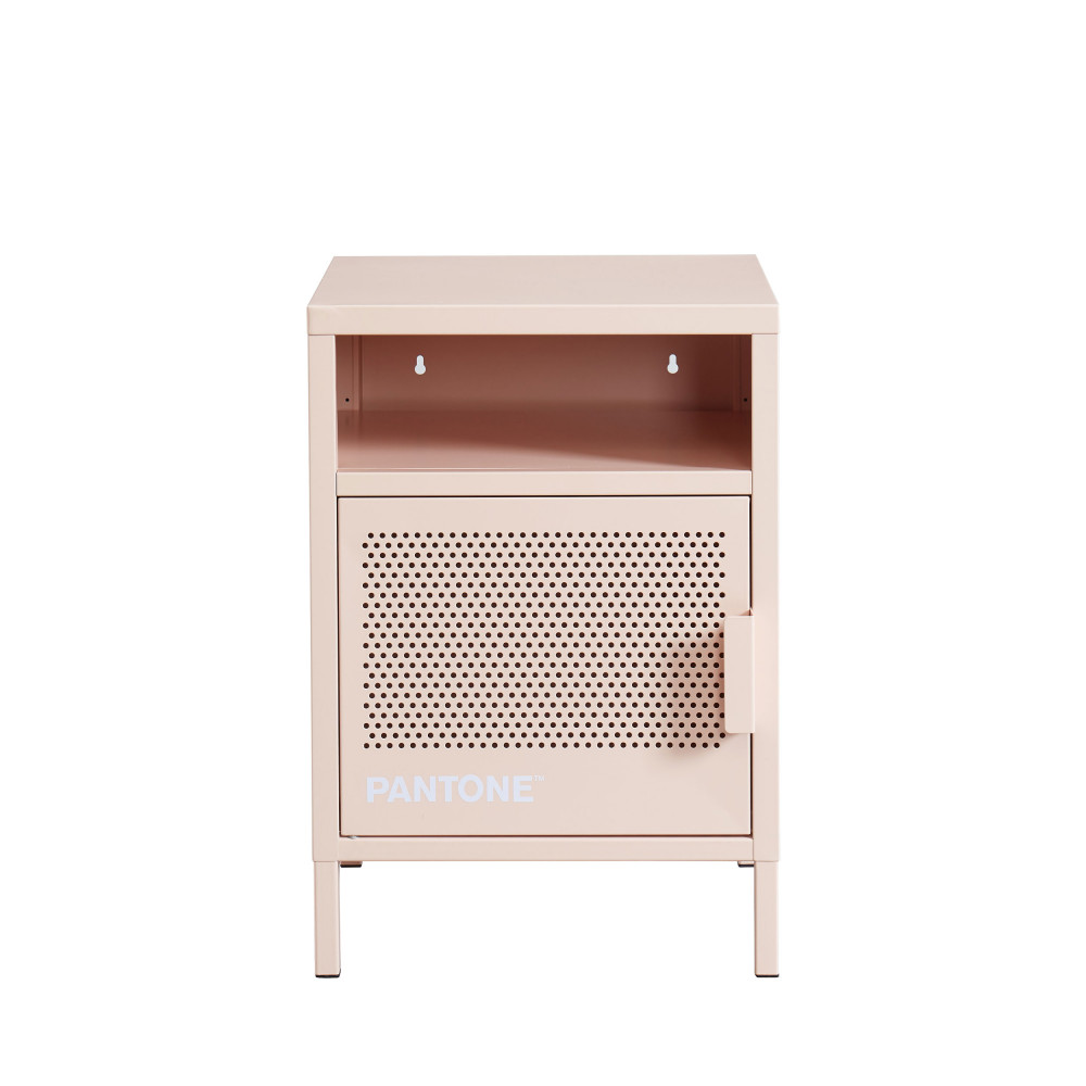 nino - table de chevet 1 porte en métal pantone - couleur - rose blush