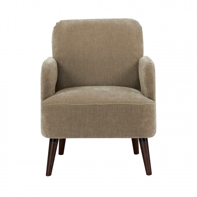 Brooks - Fauteuil rétro en tissu chenille pieds bois foncé