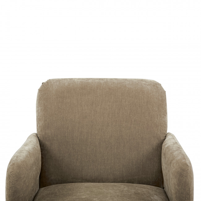 Brooks - Fauteuil rétro en tissu chenille pieds bois foncé