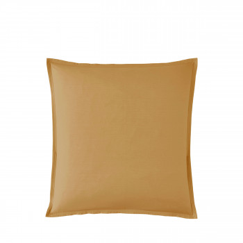 Como - Taie d'oreiller jaune curry en percale de coton