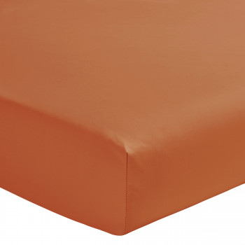 Como - Drap housse terracotta en percale de coton