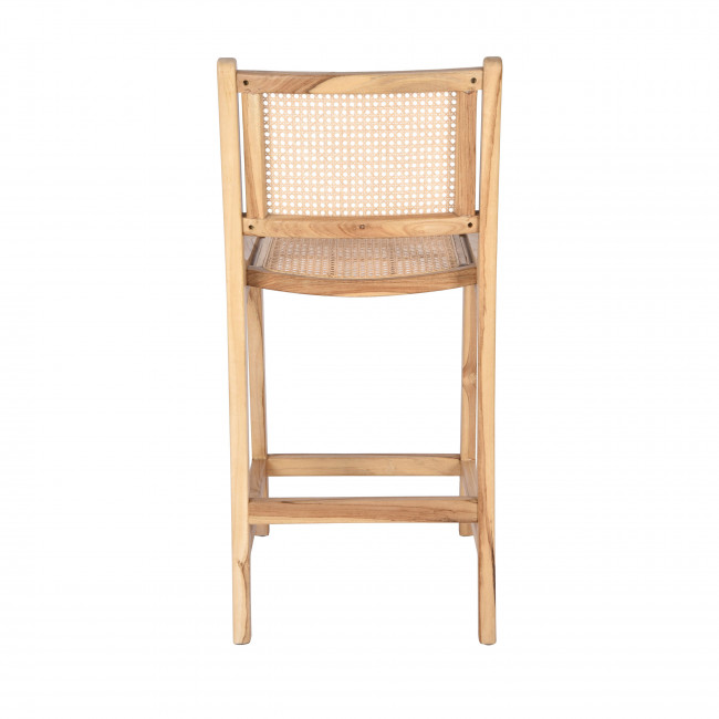 Basuki - Lot de 2 tabourets de bar en teck et cannage 65cm