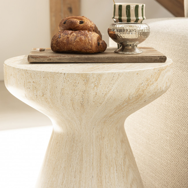 Danli - Tabouret effet travertin H45cm