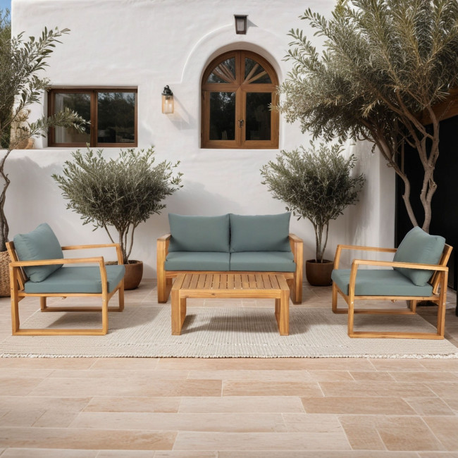 Cao - Salon de jardin 1 canapé, 2 fauteuils et 1 table basse en bois d'acacia