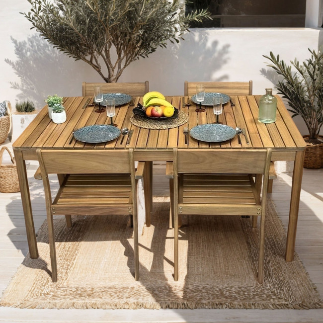 Clara - Table à manger de jardin en bois d'acacia 160cm