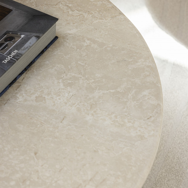 Sula - Table basse en marbre et bois massif ø80cm