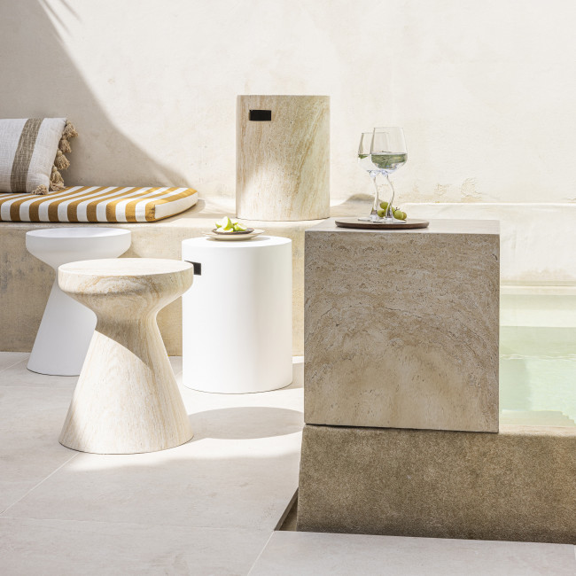 Radom - Tabouret effet travertin ø35cm