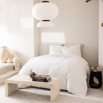Como - Housse de couette blanc ivoire en percale de coton