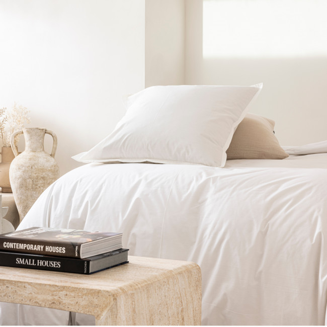Como - Housse de couette blanc ivoire en percale de coton