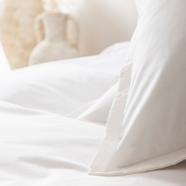 Como - Housse de couette blanc ivoire en percale de coton