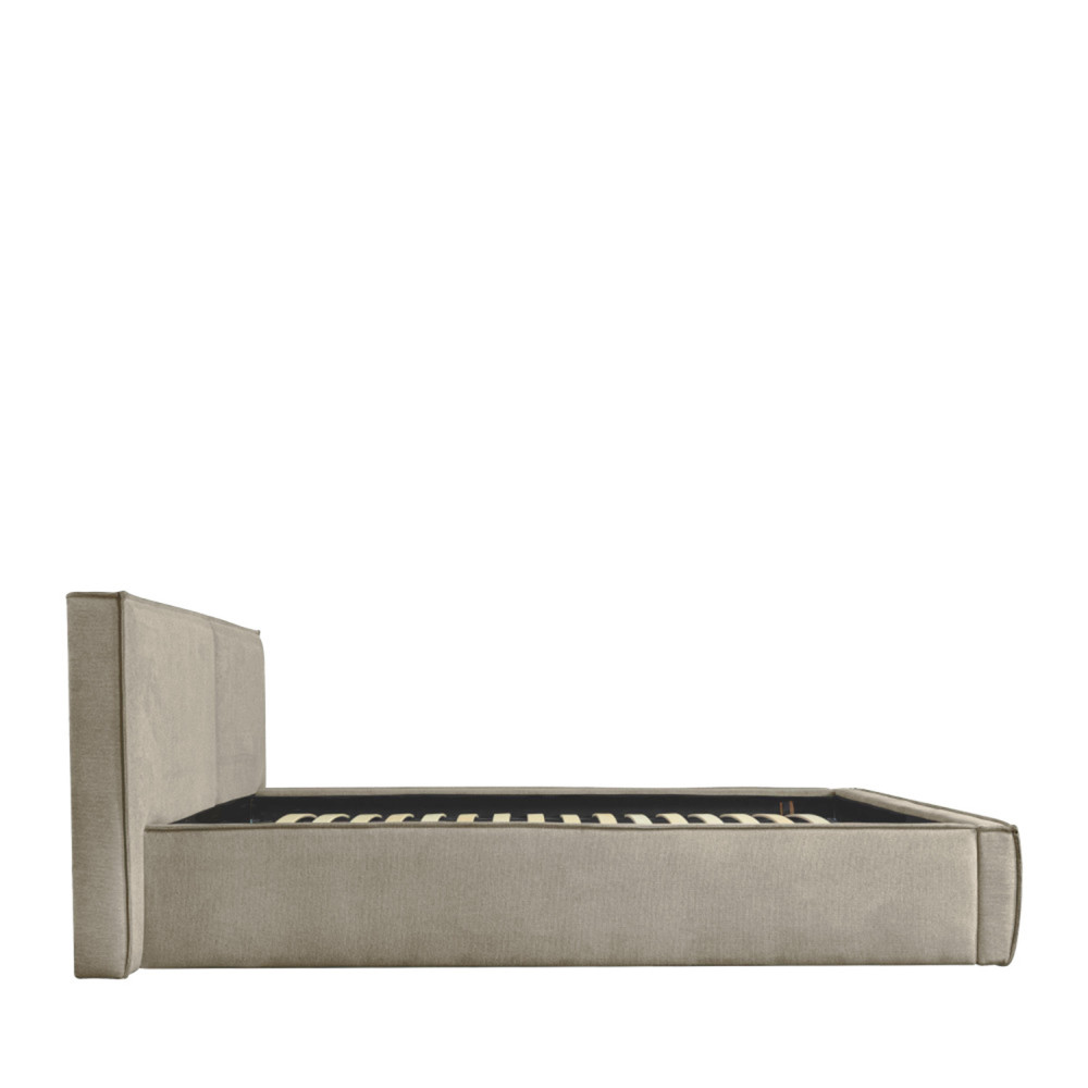 Lit Coffre Design Velours Songa 160x200cm Taupe