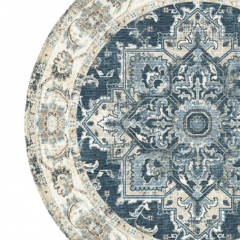 Havana - Tapis rond en chenille bleu
