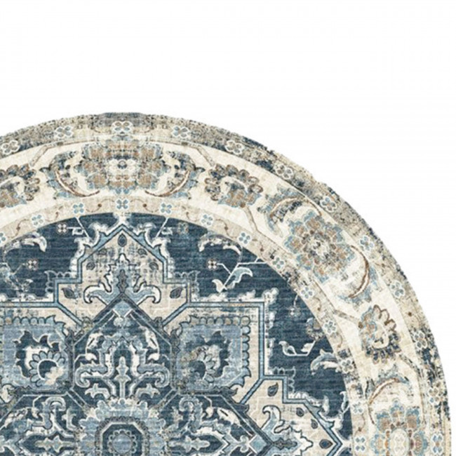 Havana - Tapis rond en chenille bleu